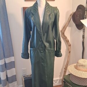 Vintage Jacqueline Ferrar Green Leather Coat
